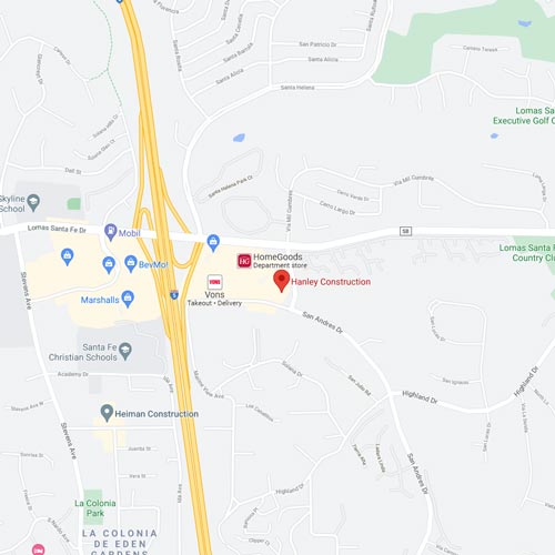 Map and directions to Hanley Construction